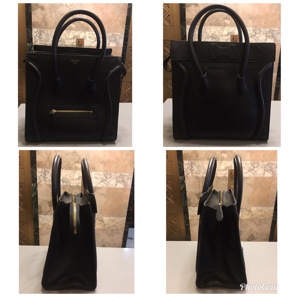 Celine Goatskin Leather Micro Luggage Dark Taupe